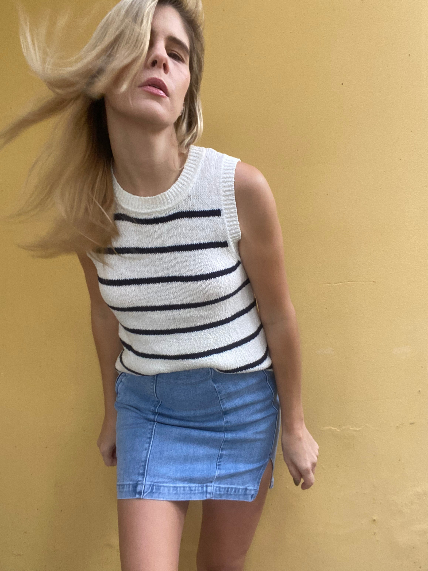 Country Road stripe sleeveless jersey