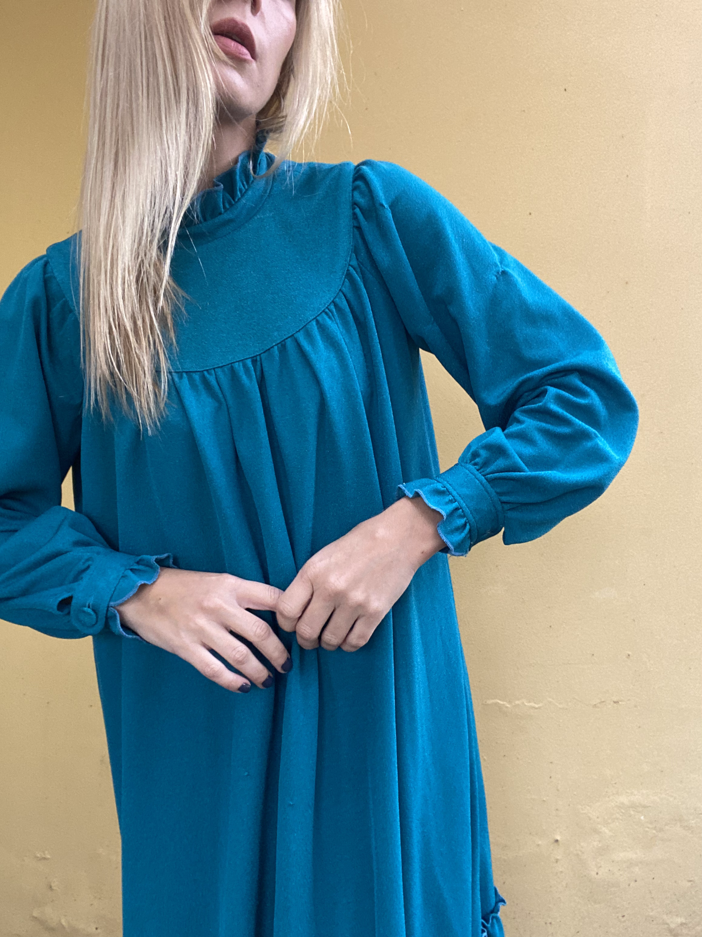 Emerald vintage high neck dress