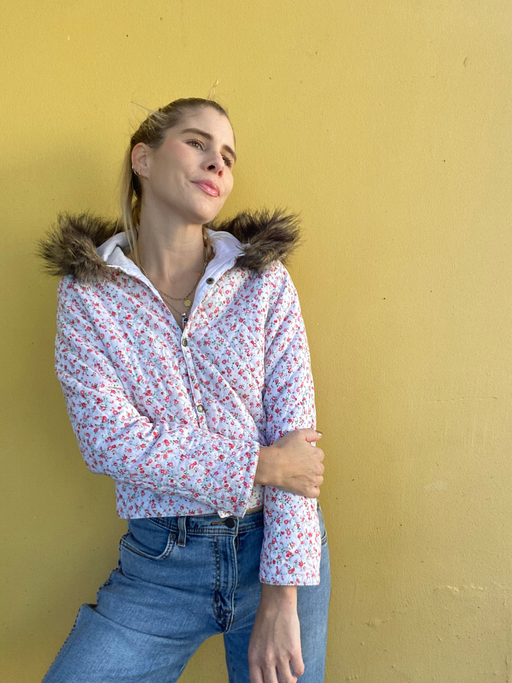 Quilted floral jacket with hood by GSUS