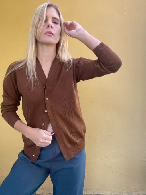 Brown micro knit cardigan