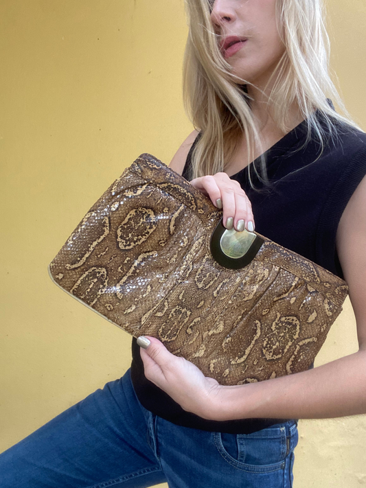 RONORA vintage snakeskin clutch bag