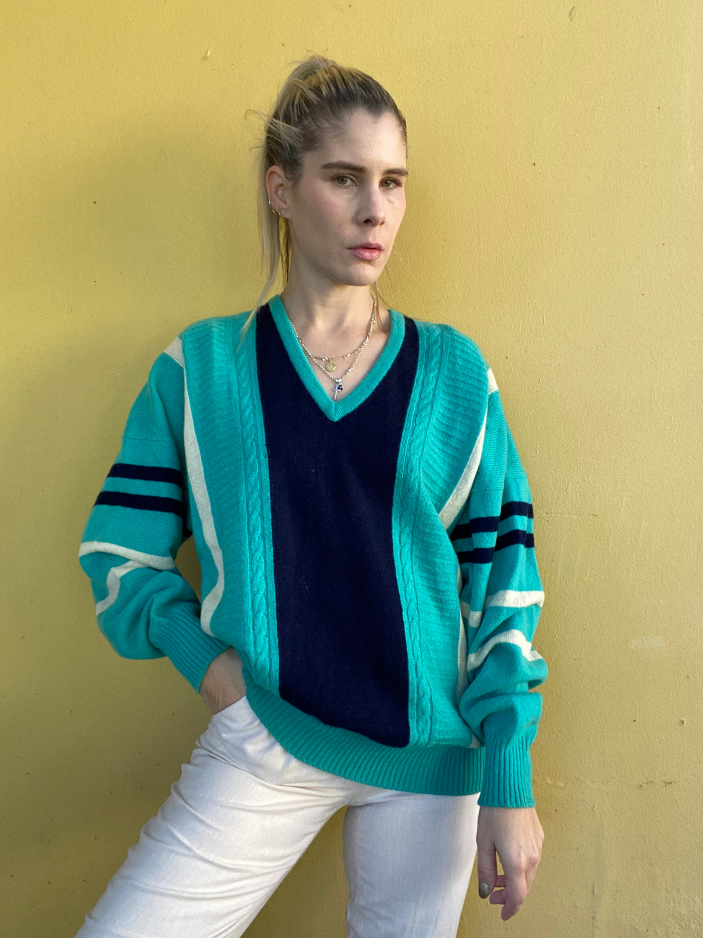 Vintage sport teal / navy PRINGLE jersey