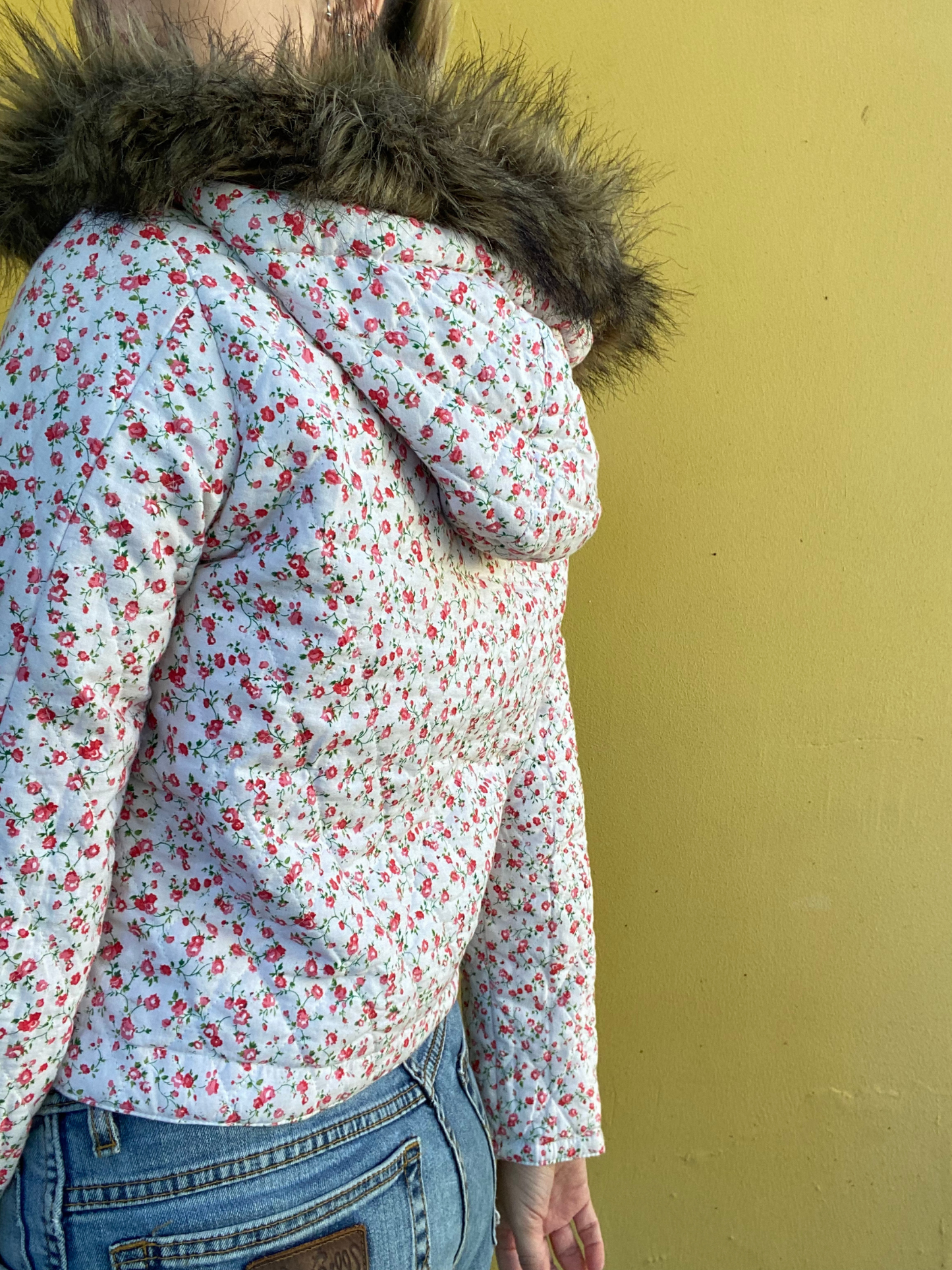 Quilted floral jacket with hood by GSUS