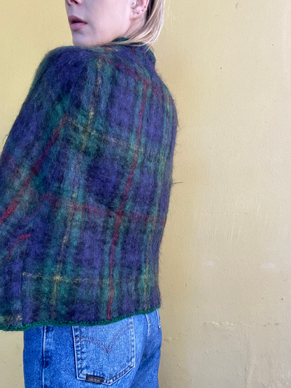 Vintage tartan mohair pile cape