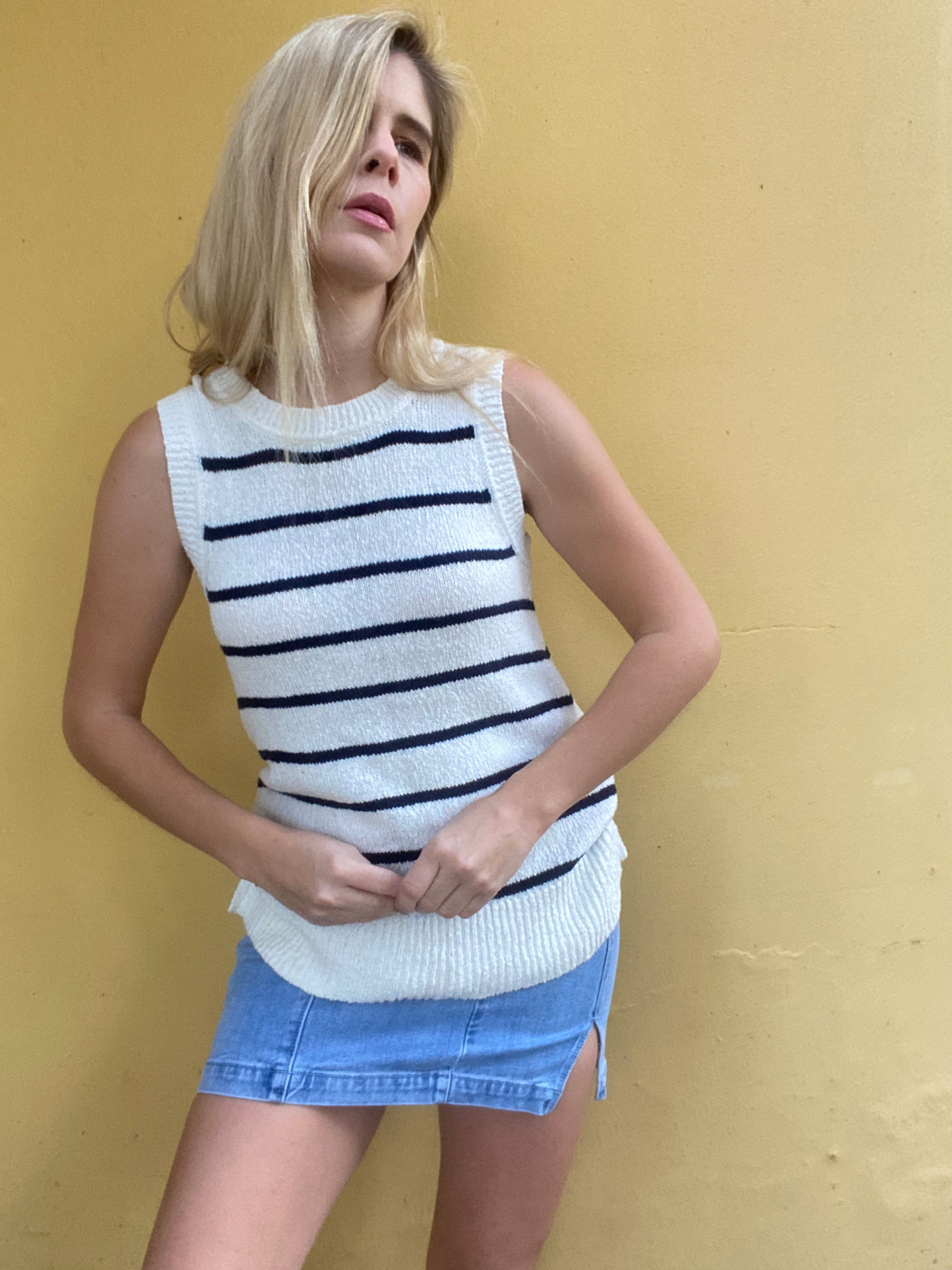 Country Road stripe sleeveless jersey