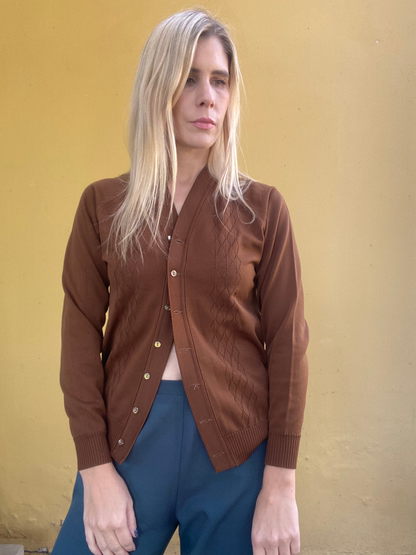 Brown micro knit cardigan