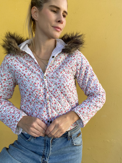 Quilted floral jacket with hood by GSUS
