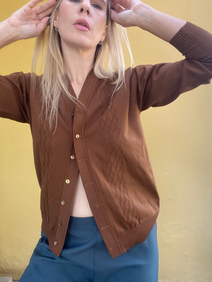 Brown micro knit cardigan