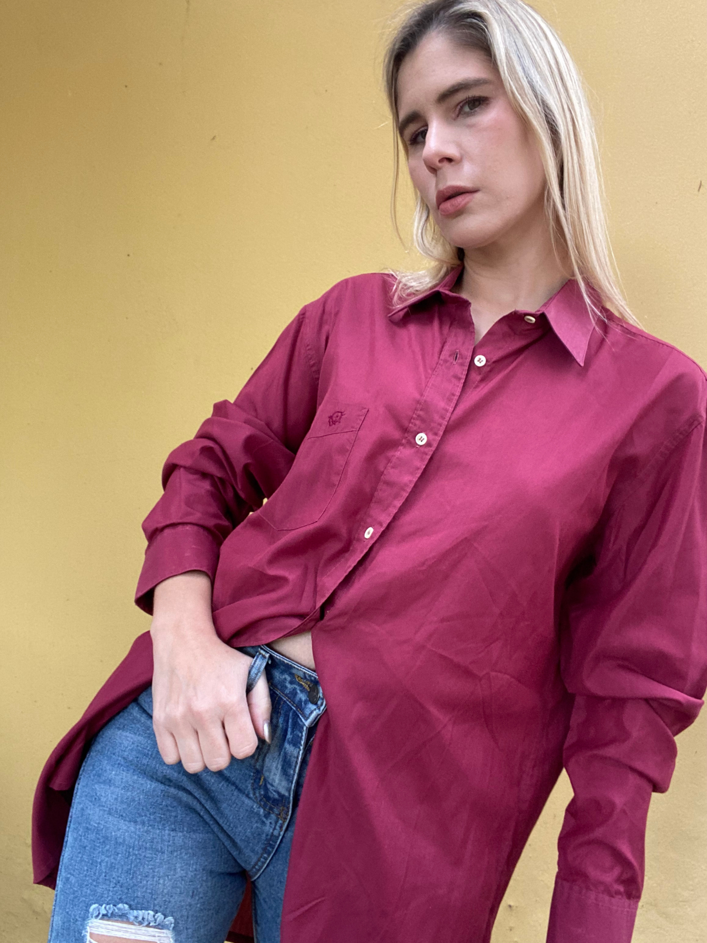 CHRISTIAN DIOR burgundy shirt