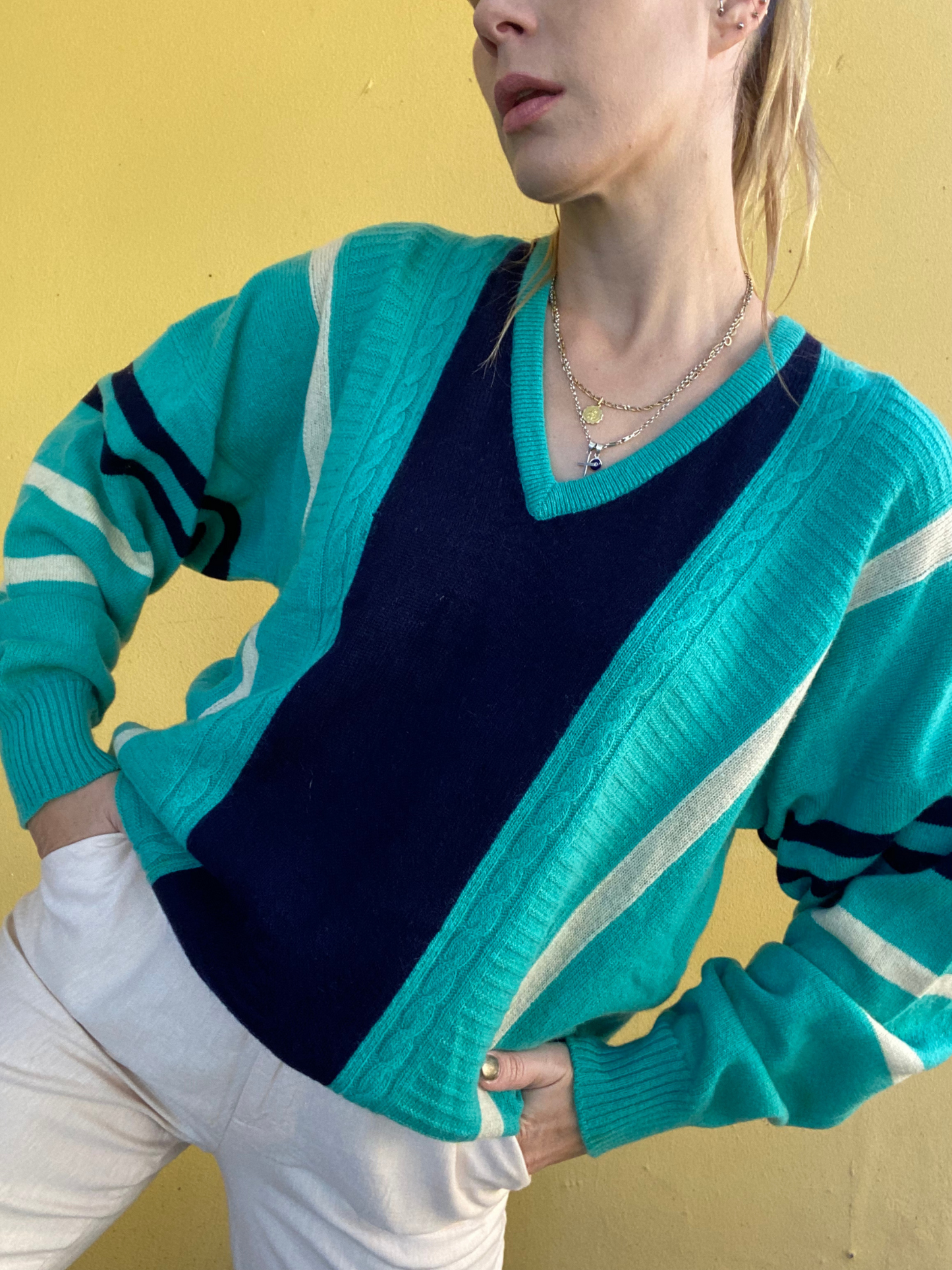 Vintage sport teal / navy PRINGLE jersey