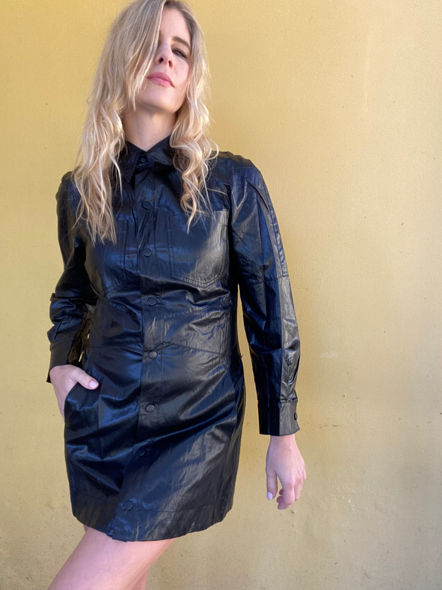 ZARA faux leather black dress