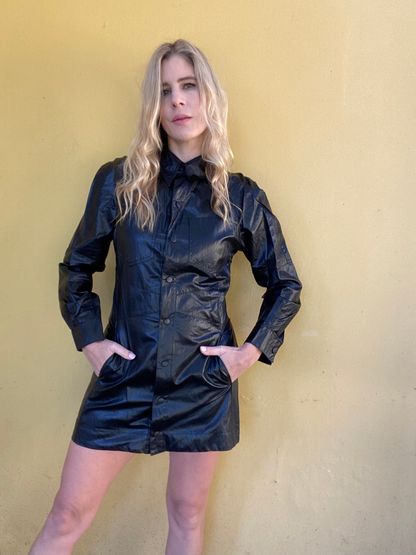 ZARA faux leather black dress