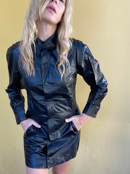 ZARA faux leather black dress