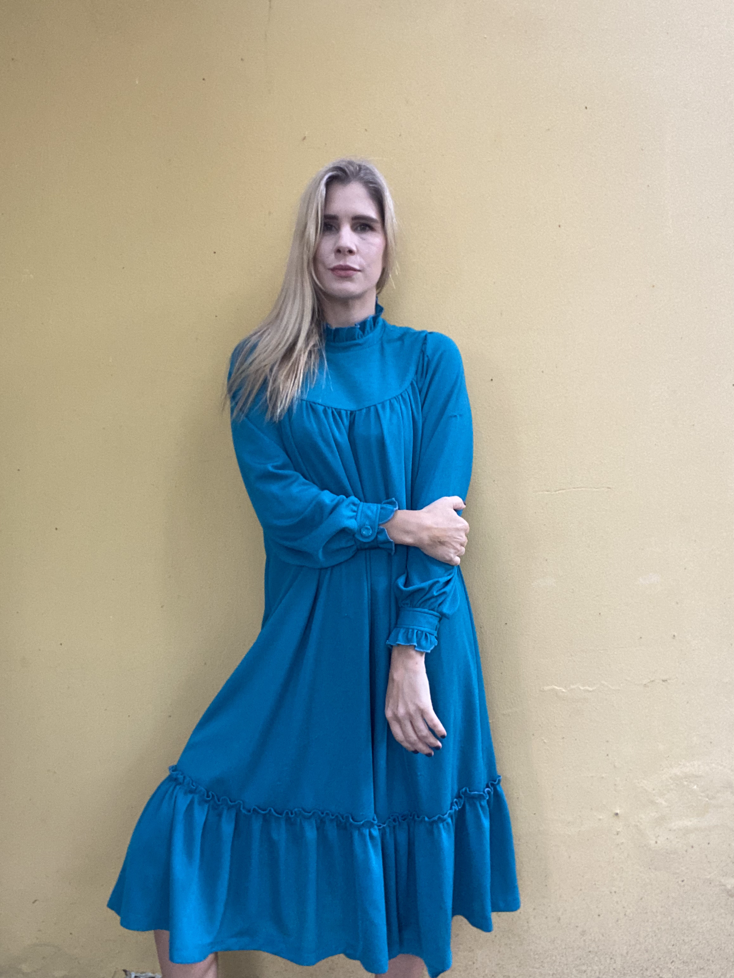 Emerald vintage high neck dress